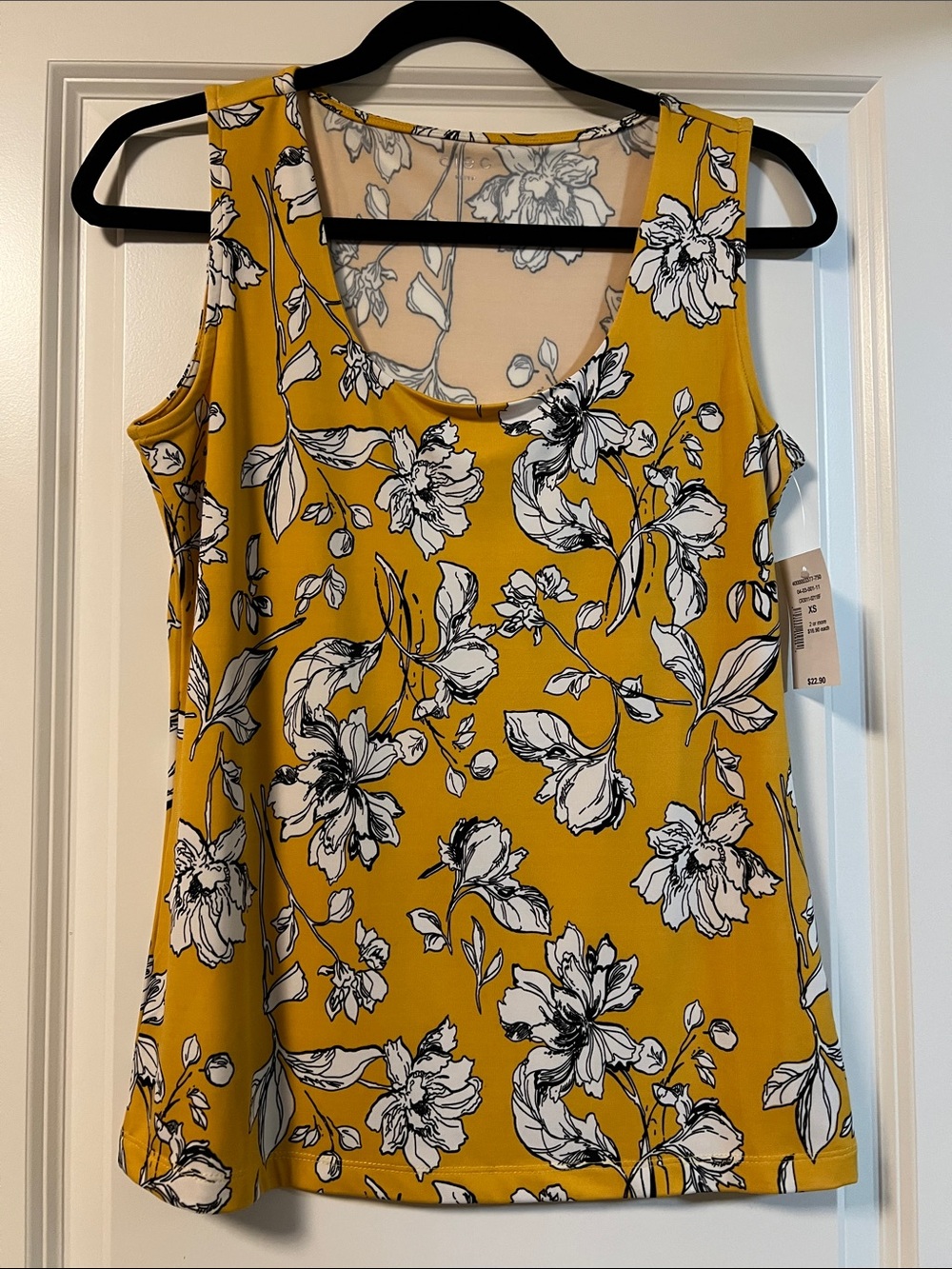 cleo Yellow Floral Scoop Neck Tank Top